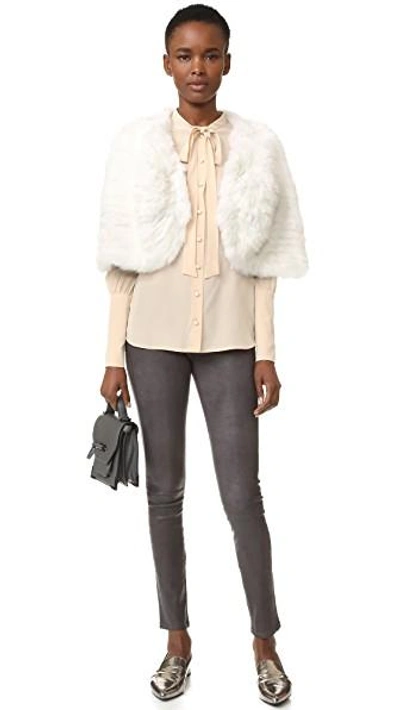 Shop Adrienne Landau Knit Fur Capelet In White