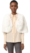 Adrienne Landau Knit Fur Capelet In White