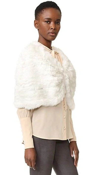 Shop Adrienne Landau Knit Fur Capelet In White