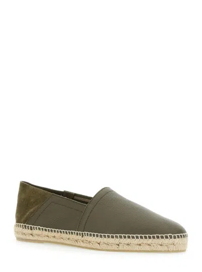 Castaã±er 'polo' Green Espadrillas With Braided Raphia Sole