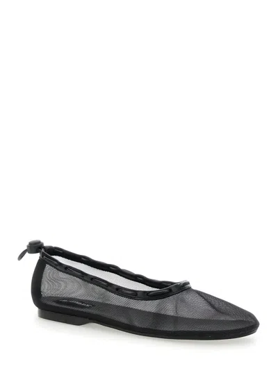 Alohas Gill Mesh Black Leather Ballet Flats