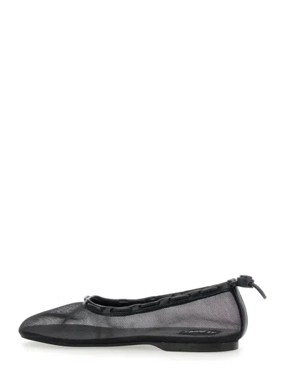 Alohas Gill Mesh Black Leather Ballet Flats
