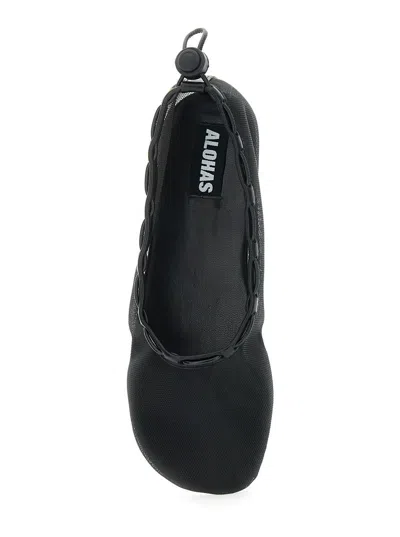 Alohas Gill Mesh Black Leather Ballet Flats