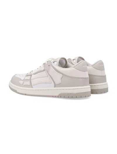 Amiri Skel Top Low White Sneakers With Skeleton Patch In Leather Man In White