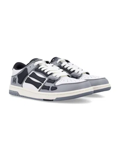 Amiri Varsity Skel Top Low Sneakers In Grey Leather