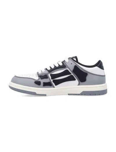 Amiri Varsity Skel Top Low Sneakers In Grey Leather