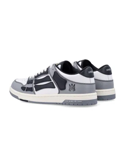Amiri Varsity Skel Top Low Sneakers In Grey Leather