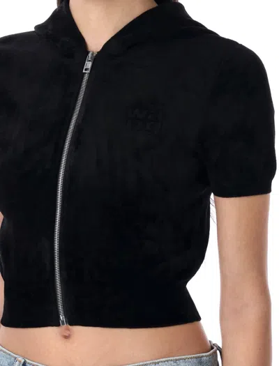 Alexander Wang T T By Alexander Wang Logo Chenille Cropped Hoodie