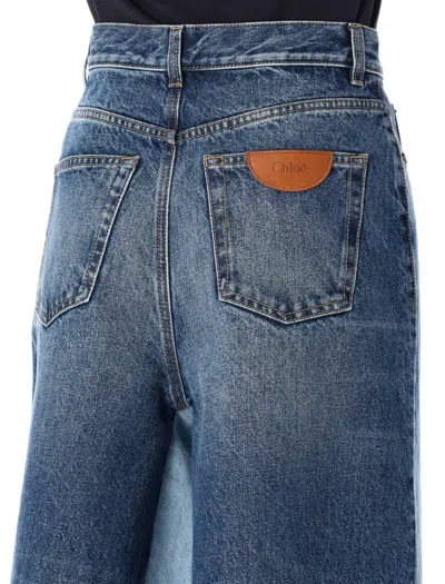 Chloé Blue Bermuda Patchwork Denim Shorts