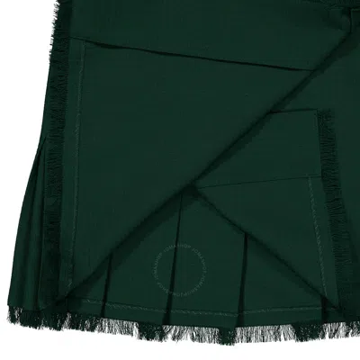 Burberry Pleated Fringed-edge Mini Skirt In Green