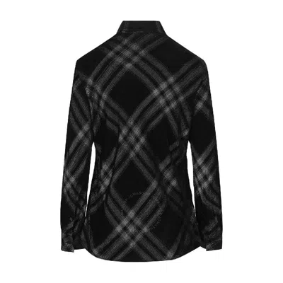 Burberry Long Sleeve Check-print Button Down Shirt In Black