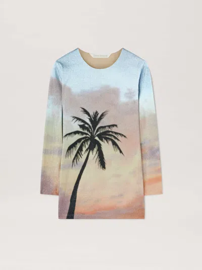 Palm Angels Sunrise Palm Lurex Dress Multicolor - Bl In Multicolour