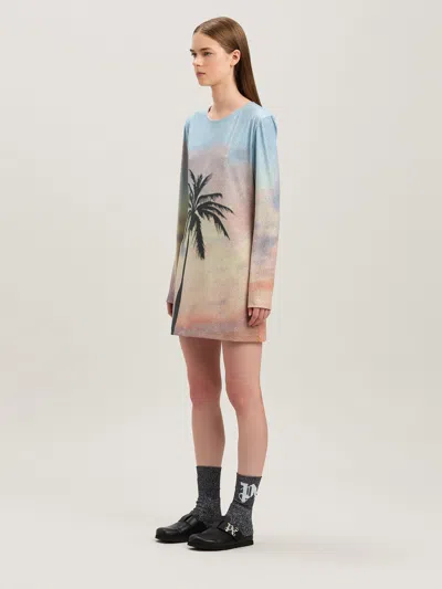 Palm Angels Sunrise Palm Lurex Dress Multicolor - Bl In Multicolour