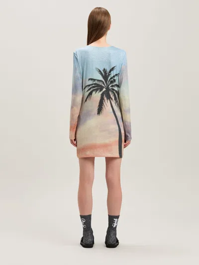 Palm Angels Sunrise Palm Lurex Dress Multicolor - Bl In Multicolour