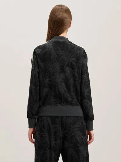 Palm Angels Palms Jacquard Zip-up Sweatshirt In Black