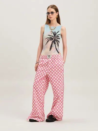 Palm Angels Sunrise Palm Print One-piece Swimsuit In Multicolor - Black