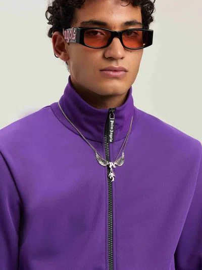 Palm Angels Curved Logo Track Jacket In Purple