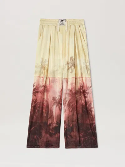 Palm Angels Sunset Palms Mesh Pants In Burgundy