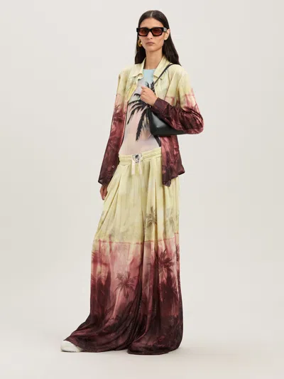 Palm Angels Sunset Palms Mesh Pants In Burgundy