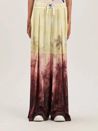 Palm Angels Sunset Palms Mesh Pants In Burgundy