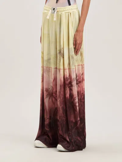 Palm Angels Sunset Palms Mesh Pants In Burgundy