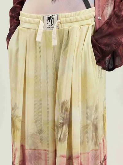 Palm Angels Sunset Palms Mesh Pants In Burgundy