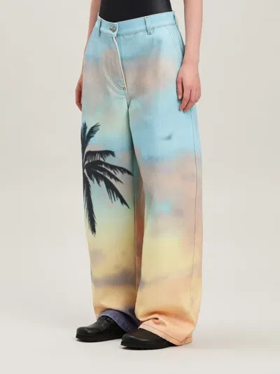 Palm Angels Multicolor Sunrise Palm Baggy Jeans