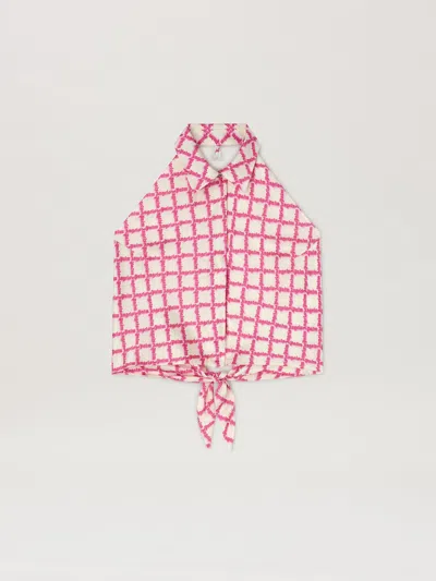 Palm Angels Lapel Sleeveless Shirt In Pink