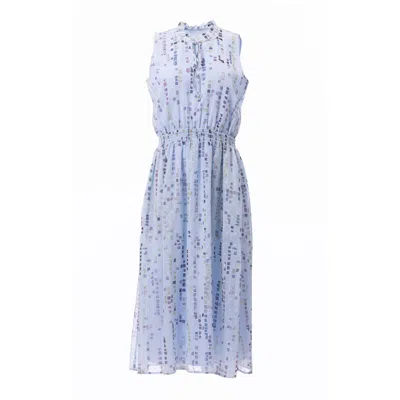 Carloslines Women's Sleeveless Smocked Waist Tie Front Dress With Pockets In Multi-color Abstract Print