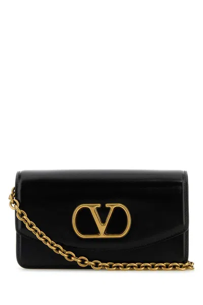 Valentino Garavani Vain Small Vlogo Leather Clutch Bag In Black