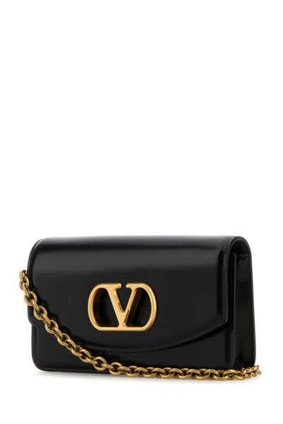 Valentino Garavani Vain Small Vlogo Leather Clutch Bag In Black