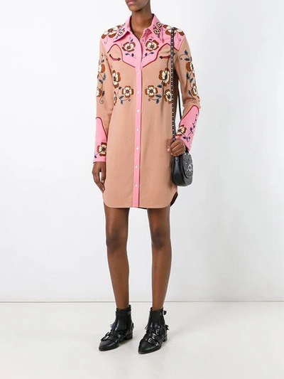 Shop Coach Embroidered Shirt Dress