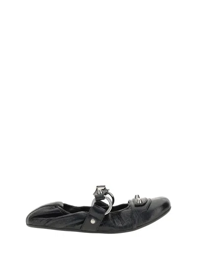 Balenciaga City Nappa Leather Ballet Flats In Black