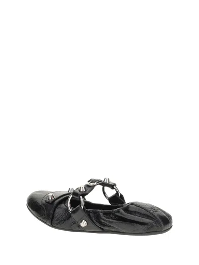 Balenciaga City Nappa Leather Ballet Flats In Black