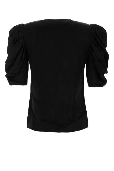 Alessandra Rich Envers Satin Blouse With Bouffant Sleeves