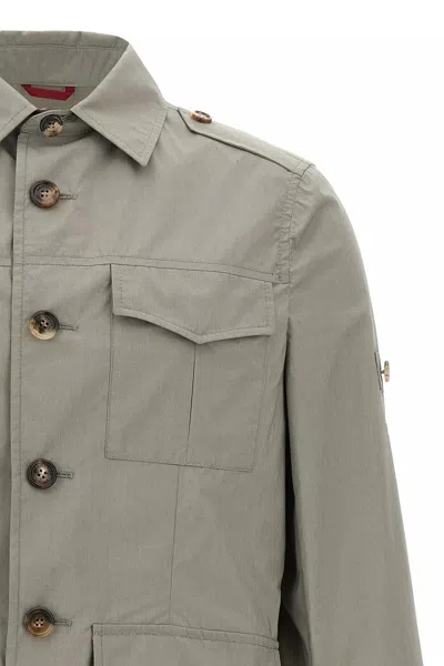 Brunello Cucinelli Waterproof Beige Techno Cotton Jacket In Green