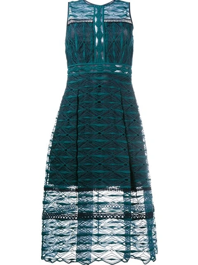 Jonathan Simkhai Mixed-embroidery Sleeveless Midi Dress In Teal/ Navy