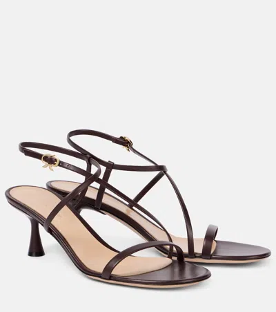 Gianvito Rossi Strappy Leather Ankle-strap Sandals In Bourgogne