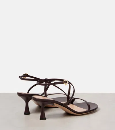 Gianvito Rossi Strappy Leather Ankle-strap Sandals In Bourgogne