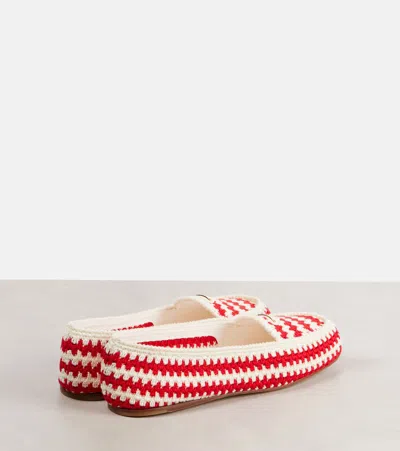 Prada Embroidered Crochet Loafers In Multi