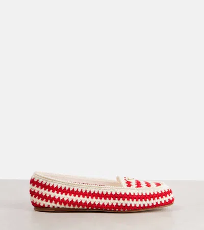 Prada Embroidered Crochet Loafers In Multi