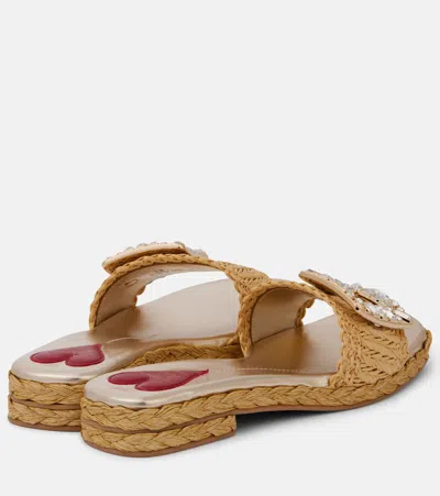 Roger Vivier Raffia Jewel Sandals Beige