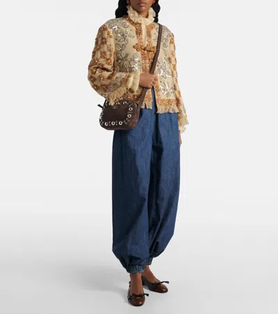 Valentino Garavani Nellcote Shoulder Bag In Brown