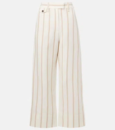 Brunello Cucinelli Multicolor Crop Pants With All-over Striped Motif And Monile Detail