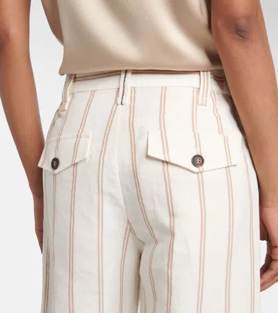 Brunello Cucinelli Multicolor Crop Pants With All-over Striped Motif And Monile Detail