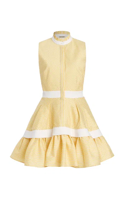 Alexis Natacha Herringbone Mini Shirt Dress In Yellow Stripe