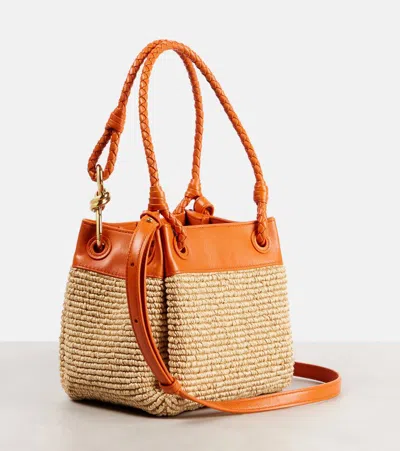 Bottega Veneta Parachute Small Raffia Shoulder Bag In Sand