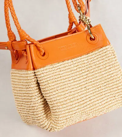 Bottega Veneta Parachute Small Raffia Shoulder Bag In Sand