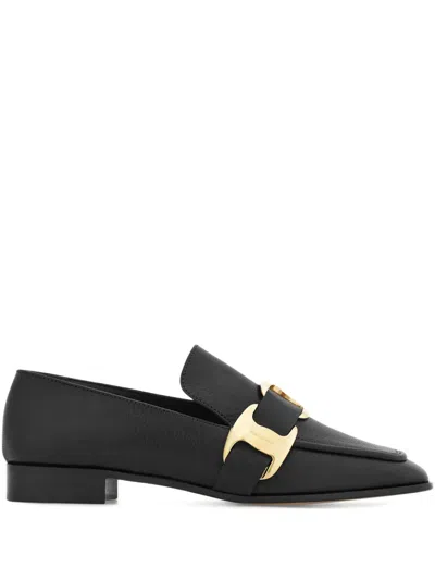 Ferragamo Limania Loafers Gold-tone Hardware In Black
