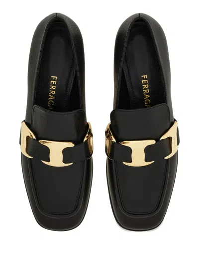 Ferragamo Limania Loafers Gold-tone Hardware In Black